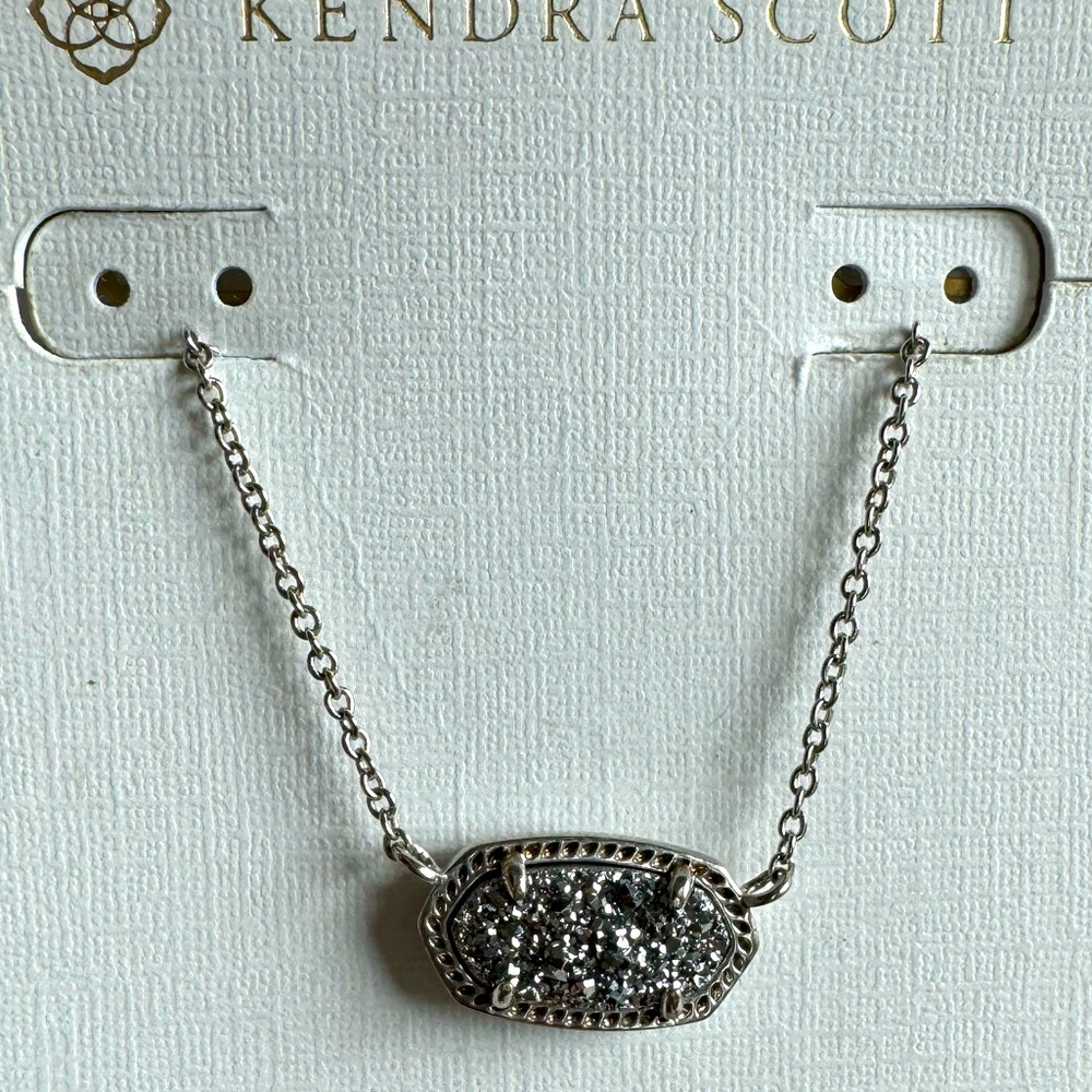Kendra Scott Platinum Drusy Pendant Necklace